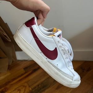 Nike Blazer Low Leather-Trimmed Sneakers White